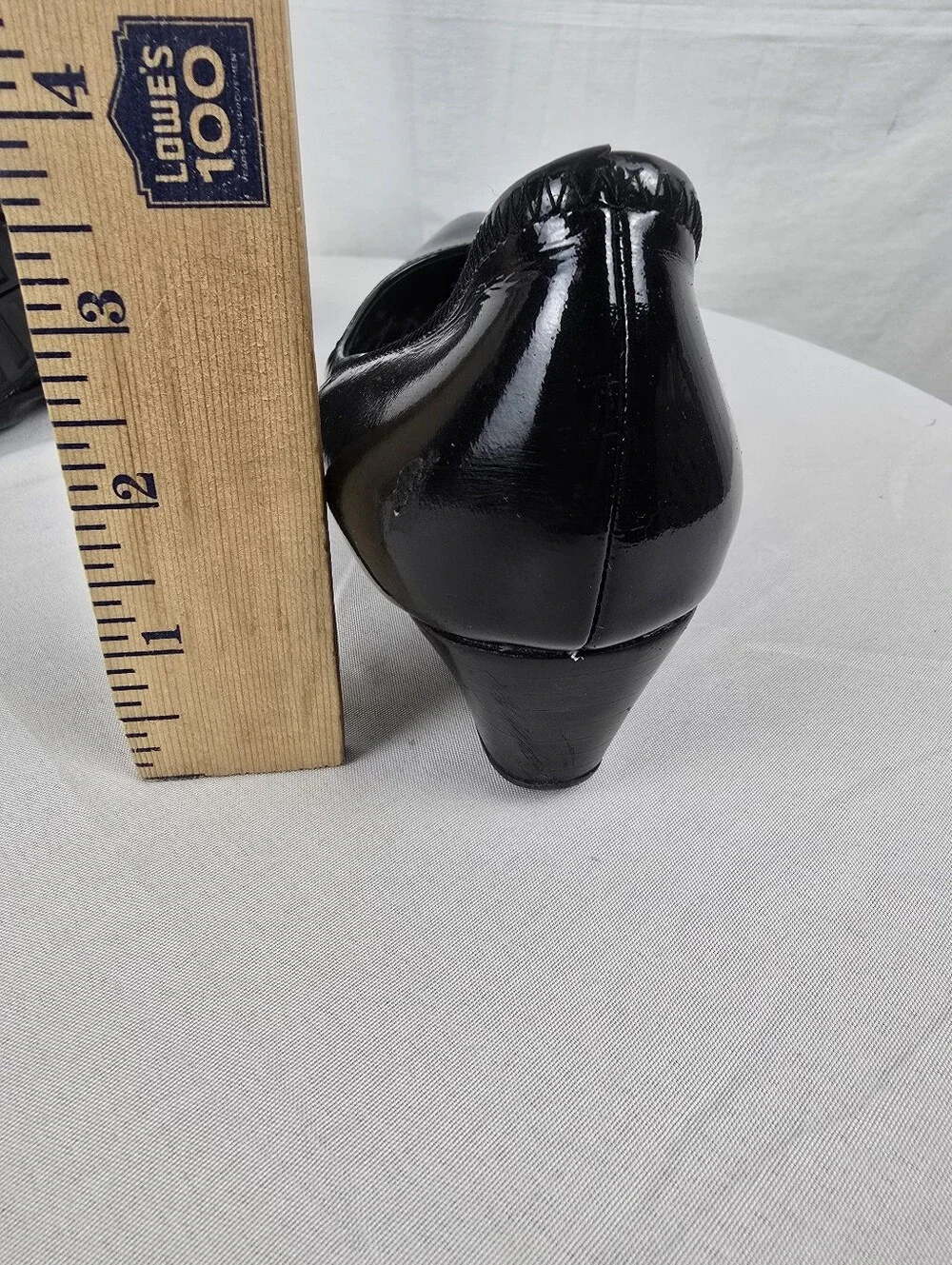 Cole Haan Tali Luxe Black Patent Leather Pointed Toe Wedge Kitten Heel Sz 7.5B